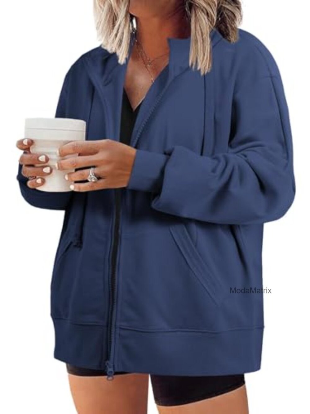 Plus Size Zip Up Hoodie Long Sleeve Oversized Sweatshirt